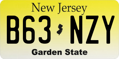 NJ license plate B63NZY