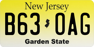 NJ license plate B63OAG