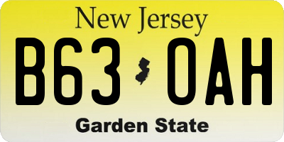 NJ license plate B63OAH