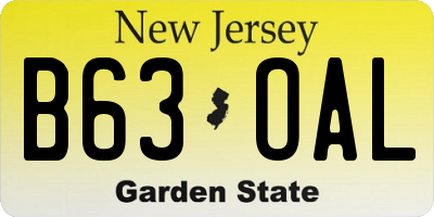 NJ license plate B63OAL