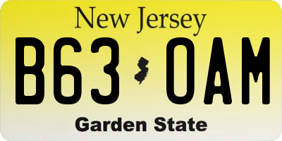 NJ license plate B63OAM