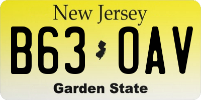 NJ license plate B63OAV