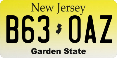 NJ license plate B63OAZ