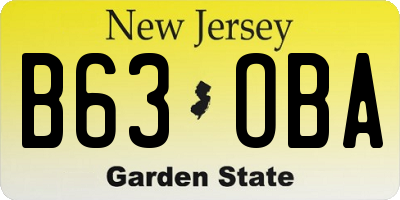 NJ license plate B63OBA