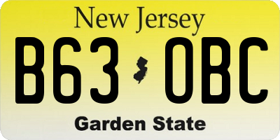 NJ license plate B63OBC