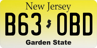 NJ license plate B63OBD