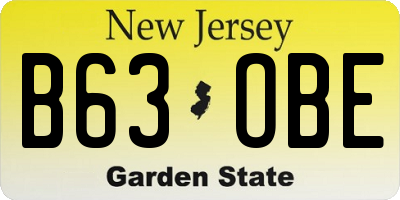 NJ license plate B63OBE