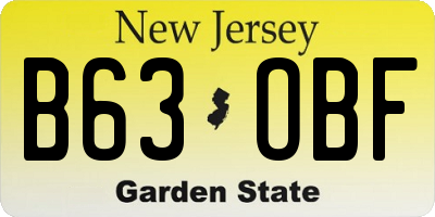 NJ license plate B63OBF