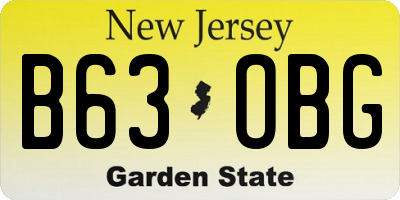 NJ license plate B63OBG