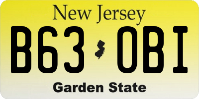 NJ license plate B63OBI