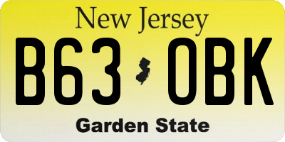 NJ license plate B63OBK