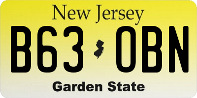 NJ license plate B63OBN