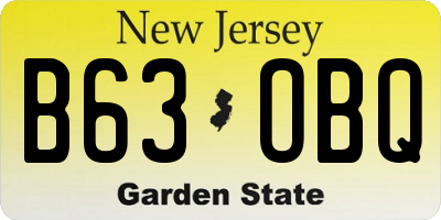 NJ license plate B63OBQ