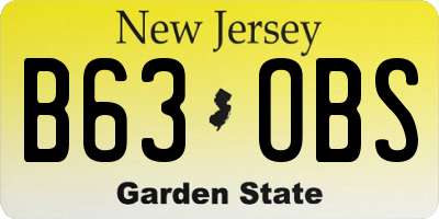 NJ license plate B63OBS