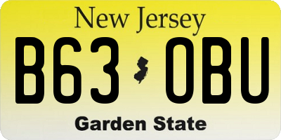 NJ license plate B63OBU