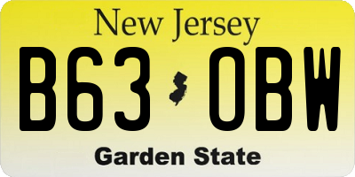 NJ license plate B63OBW