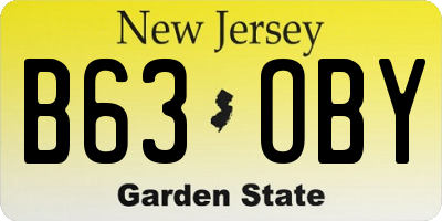 NJ license plate B63OBY