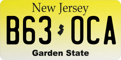 NJ license plate B63OCA