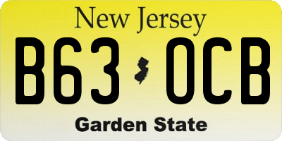 NJ license plate B63OCB