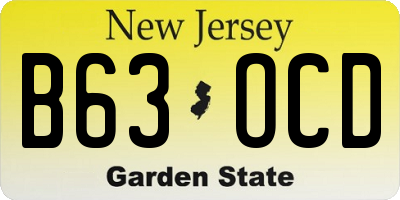 NJ license plate B63OCD