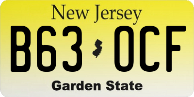 NJ license plate B63OCF