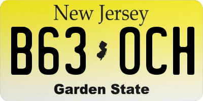 NJ license plate B63OCH