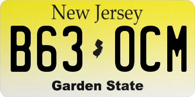 NJ license plate B63OCM