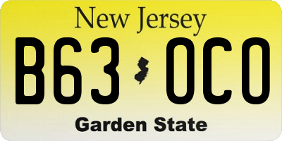 NJ license plate B63OCO