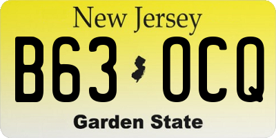 NJ license plate B63OCQ