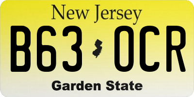 NJ license plate B63OCR