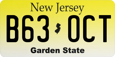 NJ license plate B63OCT