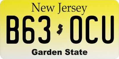 NJ license plate B63OCU