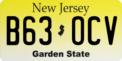 NJ license plate B63OCV