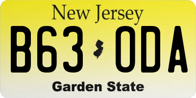 NJ license plate B63ODA