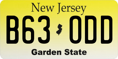 NJ license plate B63ODD