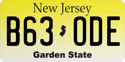 NJ license plate B63ODE