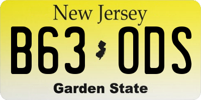 NJ license plate B63ODS