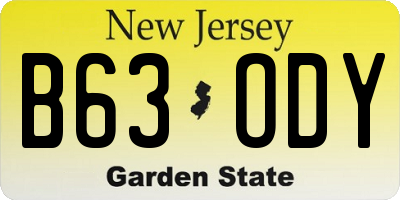 NJ license plate B63ODY