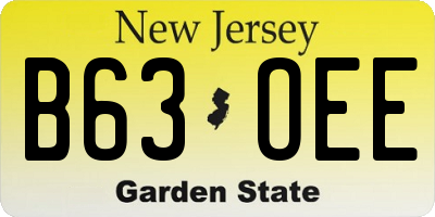 NJ license plate B63OEE