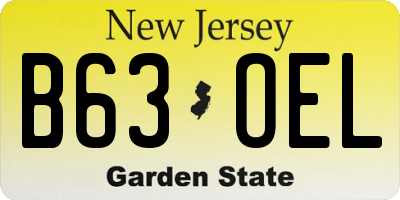 NJ license plate B63OEL