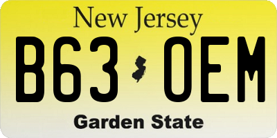 NJ license plate B63OEM