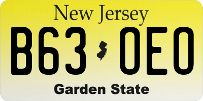 NJ license plate B63OEO