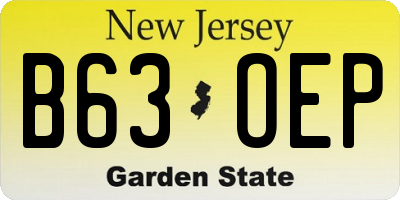 NJ license plate B63OEP