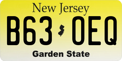NJ license plate B63OEQ