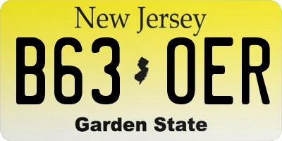 NJ license plate B63OER