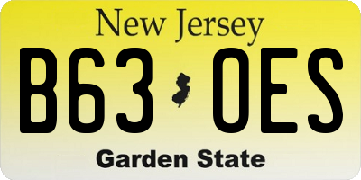 NJ license plate B63OES