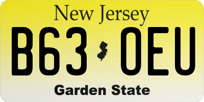 NJ license plate B63OEU