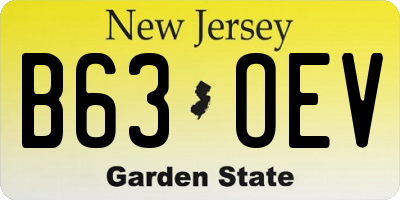 NJ license plate B63OEV