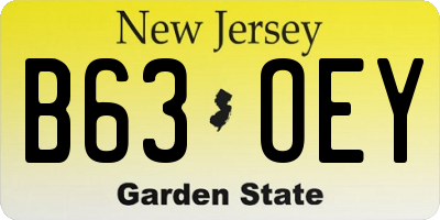 NJ license plate B63OEY