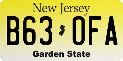 NJ license plate B63OFA